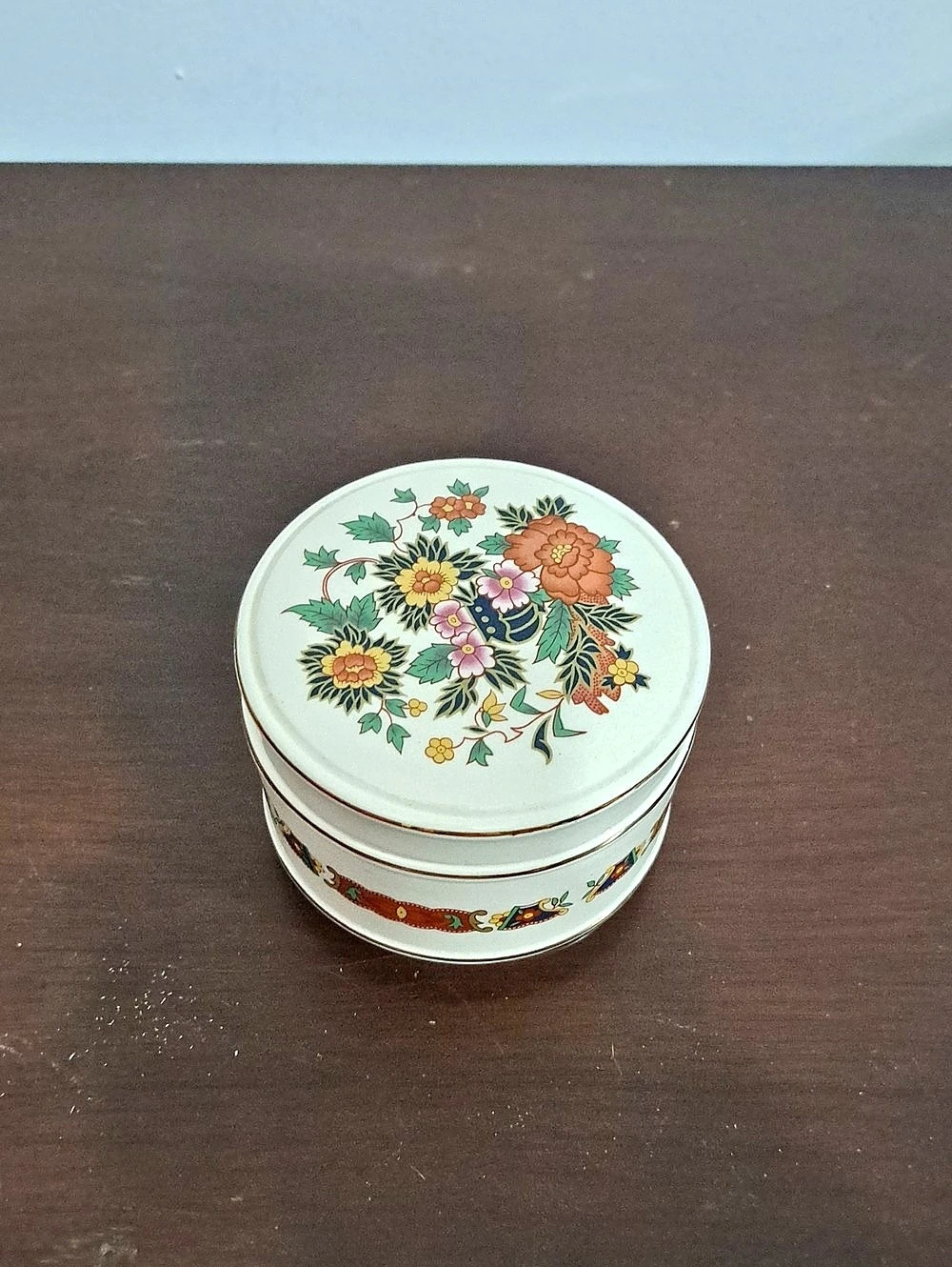Vintage Wedgwood Floral Ceramic Trinket Box in White. England